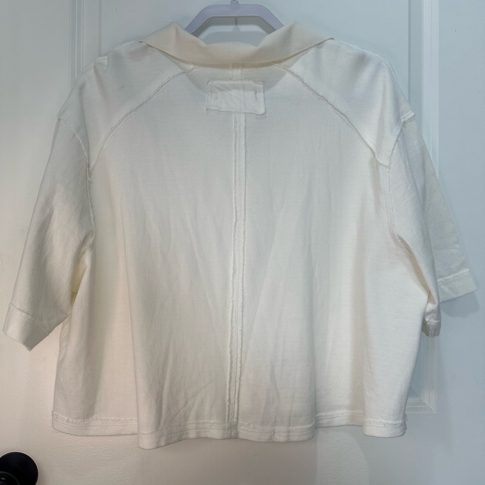 NWT We The Free White/Cream Cropped Polo Top Size Medium NEW - Picture 4 of 9